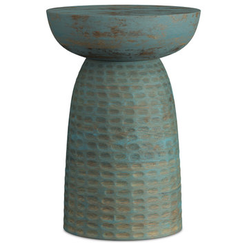 Boyd SOLID MANGO WOOD Wooden Accent Table, Teal Wash