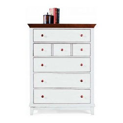American Drew 181-215WC Drawer Chest- White w/ Cherry Top Sterling Pointe - Dressers