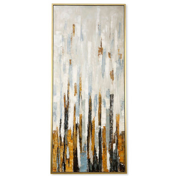 Towers Of Gold Framed Canvas Art Hand Painted Abstract 1.5" Frame