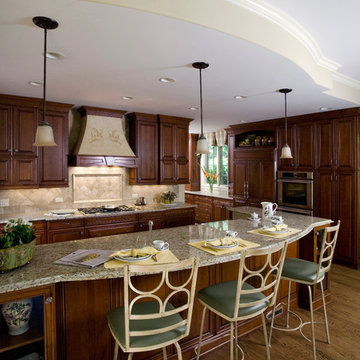 Brookhaven Raised Panel Cherry Cabinet Kitchen with Island/Breakfast Bar