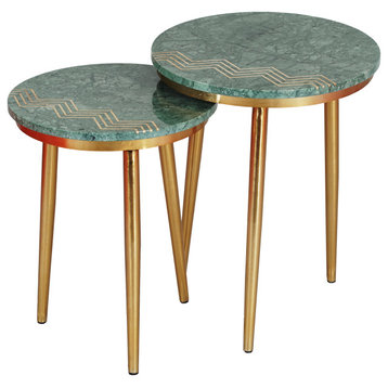 Coast to Coast Industrial Avery Green/Gold Set of 2 Nesting Tables 69249