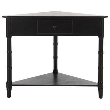Safavieh Gomez Corner Table With Storage Drawer, Distressed Black