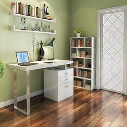 A18 Modern Office Desk in High Gloss White - Home Office Accessories