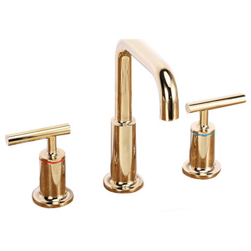 Eviva Purist 2 Handles, 3 Holes, Gold Coated Bathroom Sink Faucet