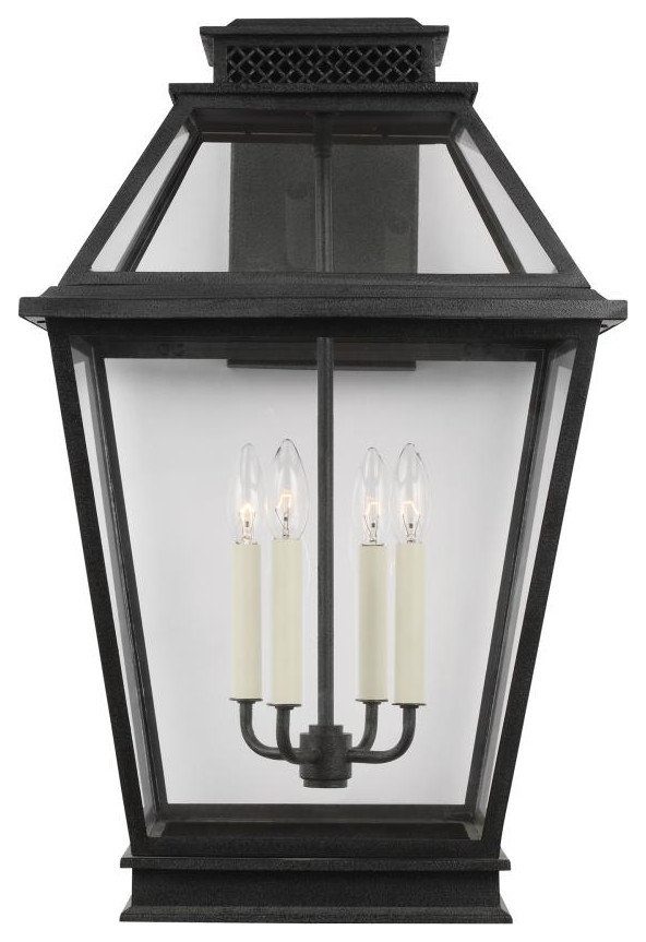 Falmouth Outdoor Wall Lantern, 4-Light, Dark Weathered Zinc, 25.38 ...