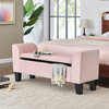 Mila Pink Velvet Fabric Ottoman Glam Bench with Storage Space
