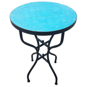 20" All Turquoise Moroccan Mosaic Table, CR4