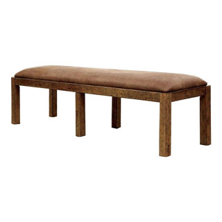 Benzara BM123752 Gianna Transitional Bench, Rustic Pine - Transitional ...