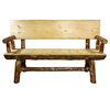 Glacier Country Half Log Bench with Back & Arms, 5 ft.