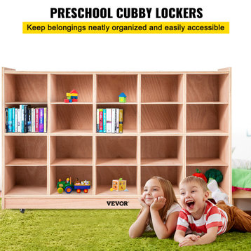 VEVOR Preschool Cubby Lockers Wooden Storage Cabinet, 30x48 Inch