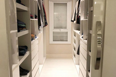 Example of a minimalist closet design in London