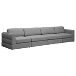 Meridian Furniture - Beckham Linen Textured Fabric Upholstered 4-Piece Modular Sofa, Grey - Liven up your living space with this Beckham grey durable linen polyester fabric sofa. Its grey color complements any contemporary home decor, while its durable linen and polyester fabric upholstery provides you with a soft and comfortable place to sit. This sofa is modular, so you can create infinite configurations, which are easily attached using the attachment latch underneath. Its linen, wood, and foam construction guarantees stability for years to come.
