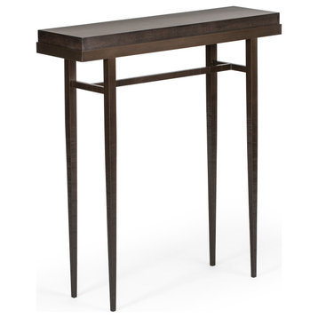 Wick 30" Console Table, Bronze Finish, Maple Espresso Accents