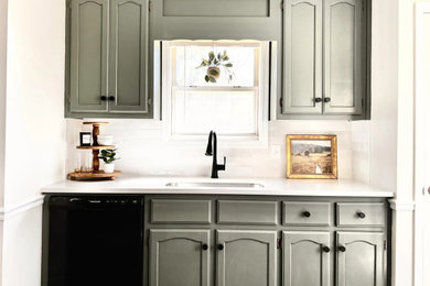 Home bar - mid-sized rustic home bar idea in Other
