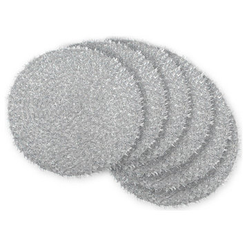 DII Silver Round Polypropylene Woven Tinsel Placemat, Set of 6