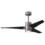 Matthews Fan - Super Janet 52" Ceiling Fan, LED Light Kit, Brushed Nickel/Matte Black - The Super Janet's remarkable design and solid construction in cast aluminum and heavy stamped steel make it the heroine in any commercial or residential space. Moving air with barely a whisper, its efficient DC motor turns solid wood blades. An eco-conscious LED light kit with light cover completes the package.
