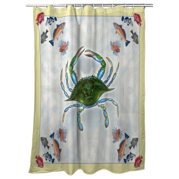 Betsy Drake Blue Crab & Fish Shower Curtain