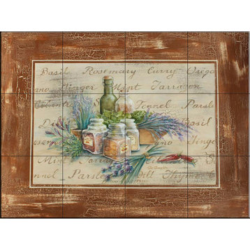Tile Mural Kitchen Backsplash - Spicy with Border-RB - by Rita Broughton