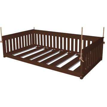Poly Mission Hanging Daybed with Rope, Tudor Brown, Twin