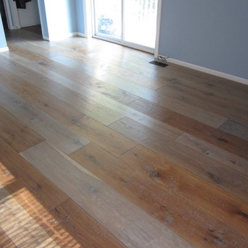Oil finished handscraped wide plank hardwood floors