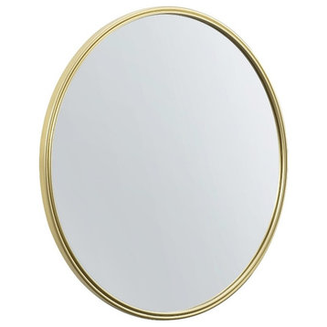 36" Metal Double Ribbed Frame Mirror - Gold