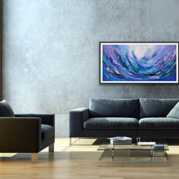 Large blue purple violet coastal abstract art Modern Contemporary Paintings for