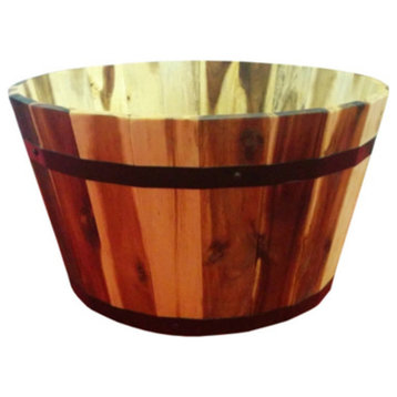 Avera AWP304160 Round Wood Barrel Planter, 16" x 9.5"