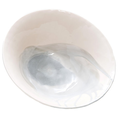 Splash Gray and White Serving Bowl, Ceramic, Large