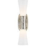Visual Comfort - Utopia Bathroom Wall Sconce, 2-Light, Polished Nickel, White Glass, 18"H - This beautiful wall sconce will magnify your home with a perfect mix of fixture and function. This fixture adds a clean, refined look to your outdoor space. Elegant lines, sleek and high-quality contemporary finishes.Visual Comfort has been the premier resource for signature designer lighting. For over 30 years, Visual Comfort has produced lighting with some of the most influential names in design using natural materials of exceptional quality and distinctive, hand-applied, living finishes.