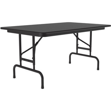 Correll 22-32"H Adjustable Height Melamine Top Folding Table in Black Granite