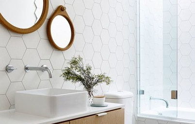 Hexagon Tiles Go Big and Bold in the Bathroom