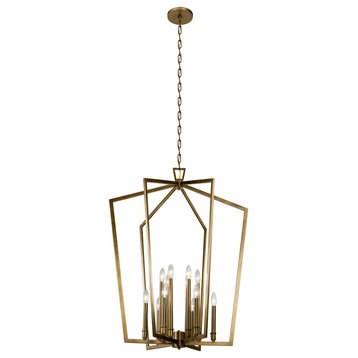 Abbotswell 12-Light Traditional Chandelier in Natural Brass