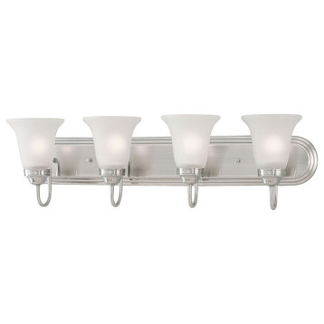 Whitmore 4-Light Bath Bar, Satin Pewter With Etched Glass