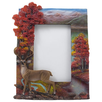Big Buck in Fall Colors Decorative Deer Picture Frame, 4"x6"
