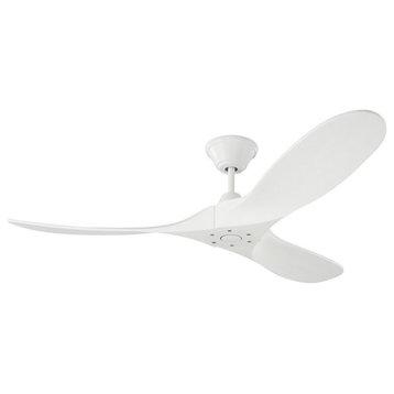 52 Inch Propeller Ceiling Fan Remote Control (3-Blade)-Matte White Finish-Matte