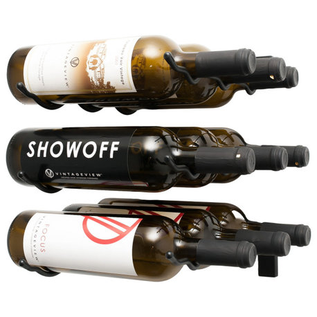 W Series Wine Rack 1 Wall Mounted Metal Wine Rack, Brushed Nickel, 6 Bottles (Double Deep)