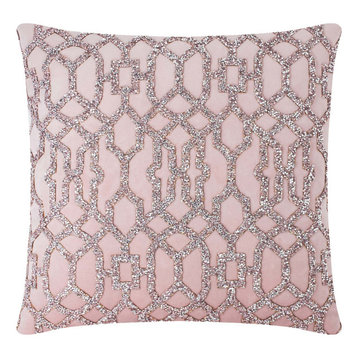 Sparkles Home Rhinestone Lattice Laser Cut Pillow - Pink