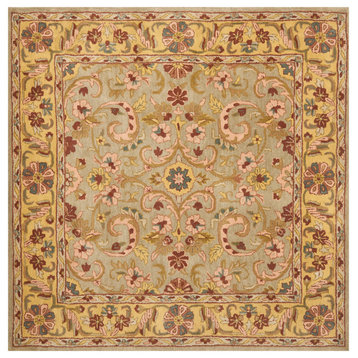 Safavieh Heritage Collection HG924 Rug, Grey/Gold, 6' Square