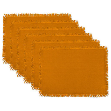 DII Solid Pumpkin Spice Heavyweight Fringed Placemat (Set of 6)