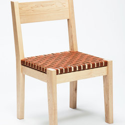 Solid Maple Chair with Woven Leather Seat - Dining Chairs