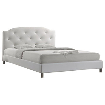 Atlin Designs Modern Faux Leather Upholstered Full Platform Bed in White