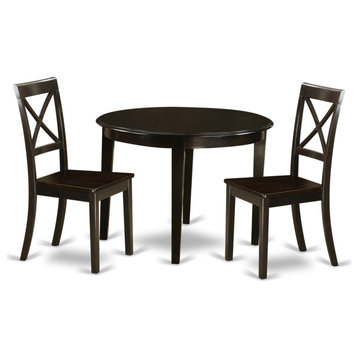 3-Piece Small Kitchen Table/ Chairs Set, Round Table, 2 Dinette Chairs