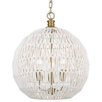 Florence 3 Light Pendant With Bleached White Raphia Rope Shade