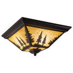 Vaxcel - Yosemite 14" Tree Flush Mount Ceiling Light Burnished Bronze - Evoking the spirit of the wilderness, this rustic themed light is clad in a burnished bronze finish and features silhouetted tree imagery atop glowing white tiffany style glass. It is a great choice for a vacation lodge, cabin or suburban home and will complement a variety of home styles: anywhere you want to bring an element of nature. This outdoor ceiling light is ideal for your porch, entryway, or any other area of your home.