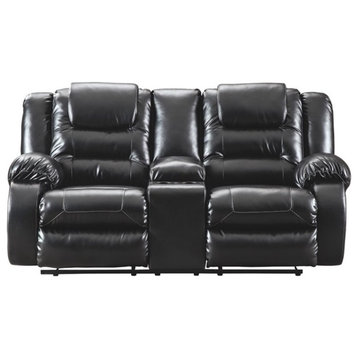 Signature Design by Ashley Vacherie Reclining Loveseat with Console in Black