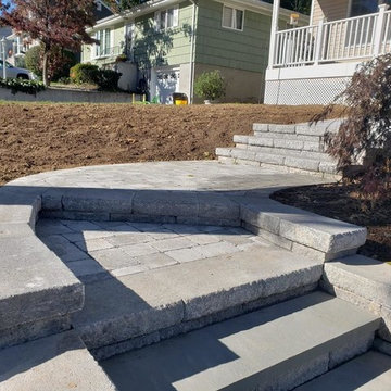 AFTER: Front Walkway with Steps and Retaining Walls