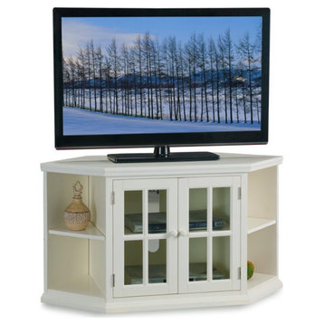 Leick Riley Holliday 46" Corner TV Stand with Bookcases in White