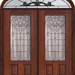 Prehung Transom Double Door 80 Fiberglass Palacio 3/4 Lite Glass - Front Doors