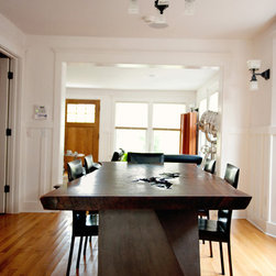 Live Edge Claro Walnut Slab Dining Table Folded Steel Base - Dining Tables
