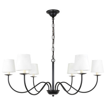 Eclipse 6 Light Chandelier in Black And White Shade